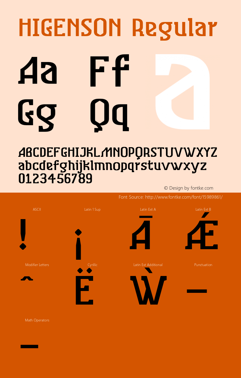 HIGENSON Regular Version 1.000 Font Sample