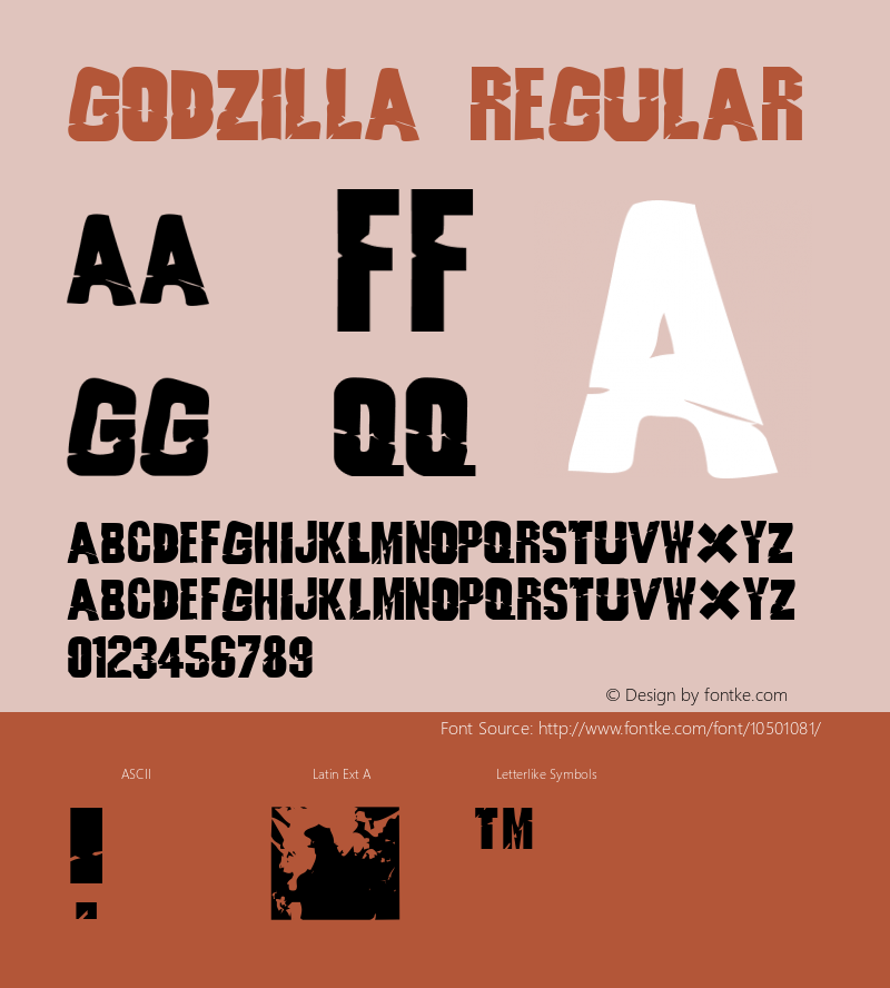 Godzilla Regular 1.0b8 Font Sample