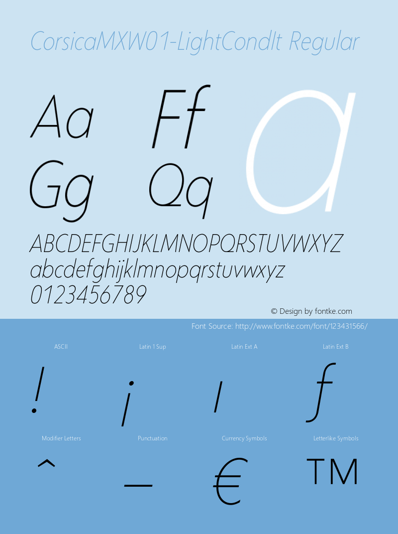 Corsica MX W01 Light Cond It Version 1.00 Font Sample