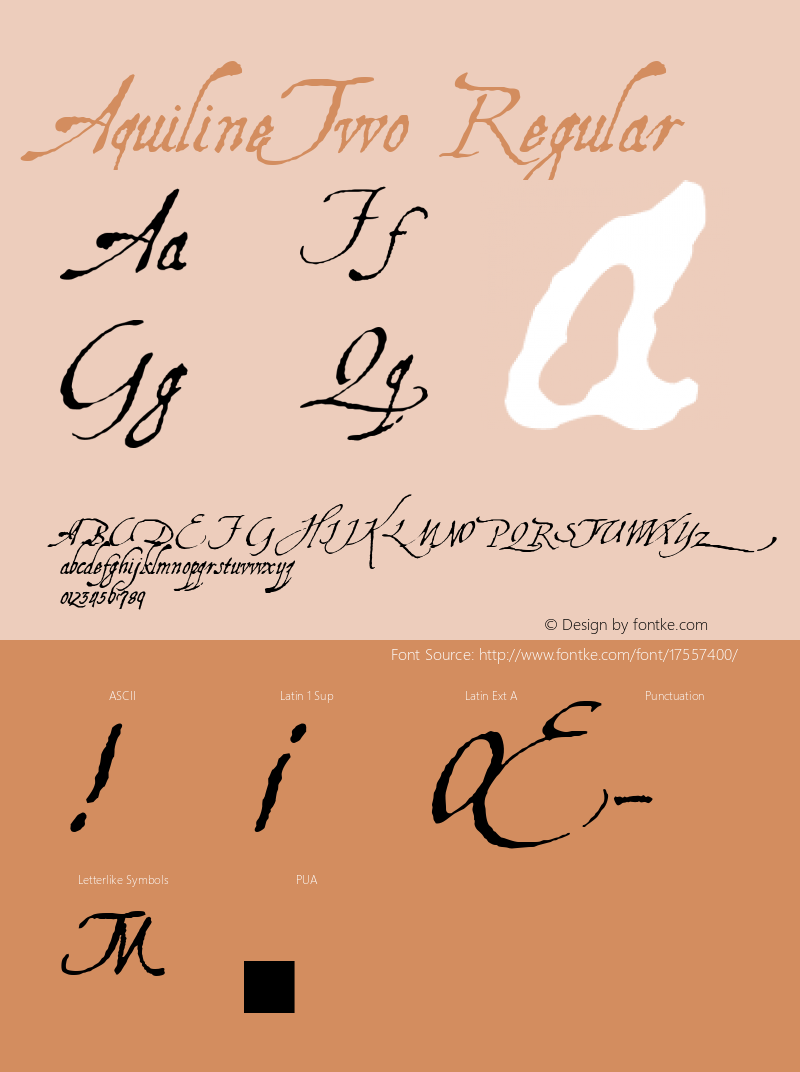 AquilineTwo Regular 1.0 2004-11-06 Font Sample