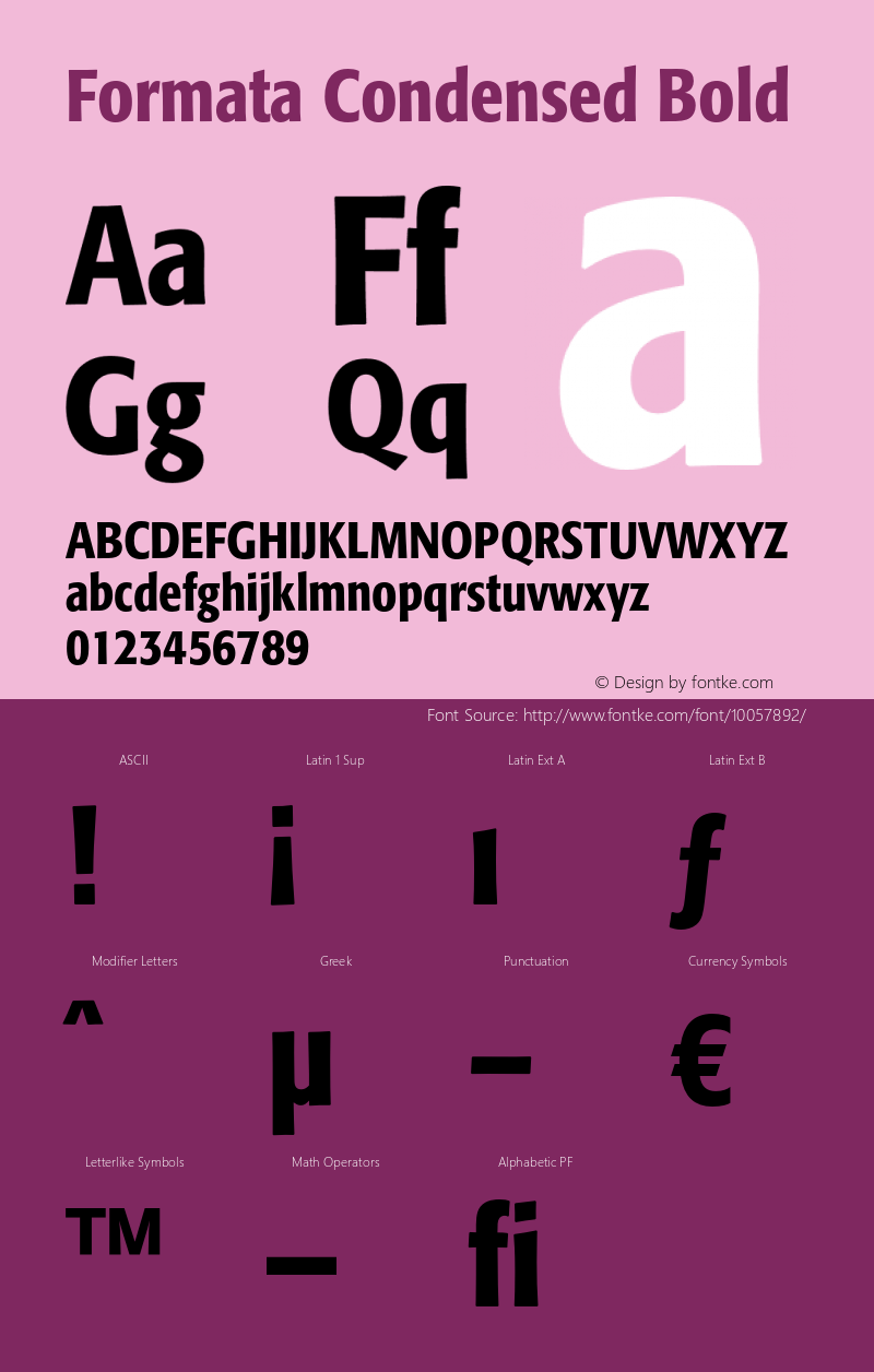 Formata Condensed Bold OTF 1.0;PS 001.001;Core 1.0.22 Font Sample