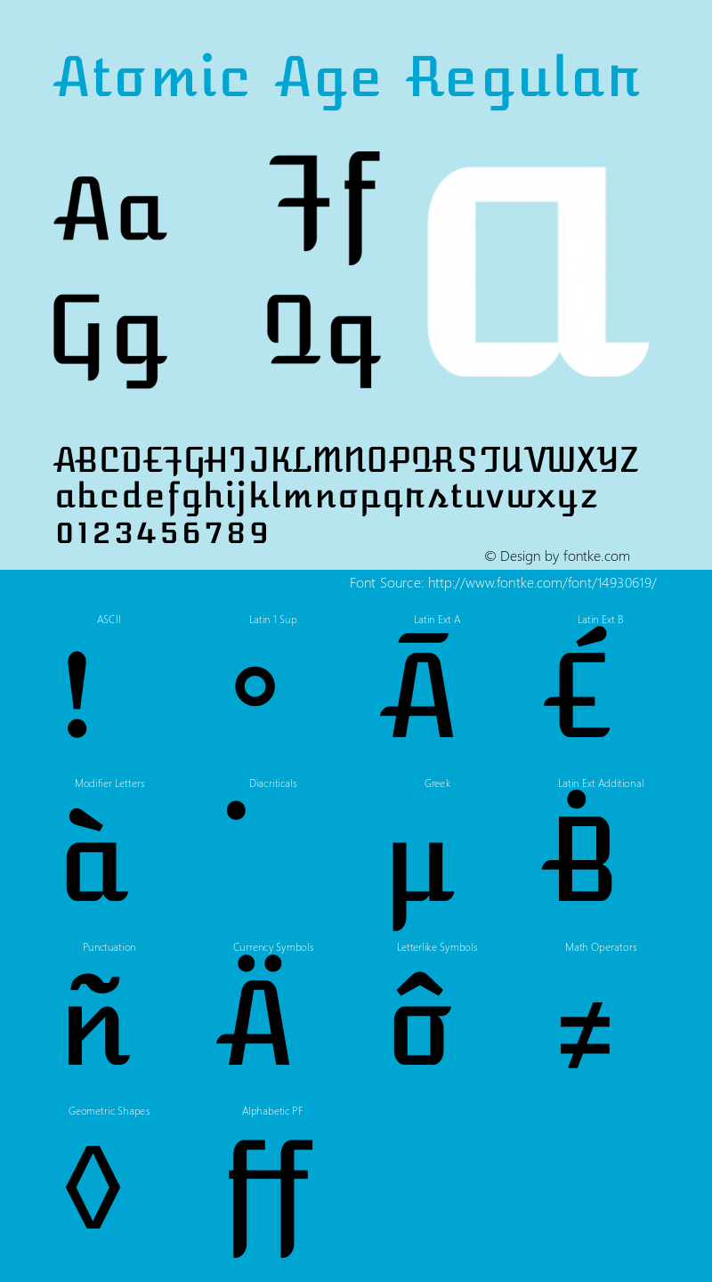 Atomic Age Regular Version 1.002 Font Sample