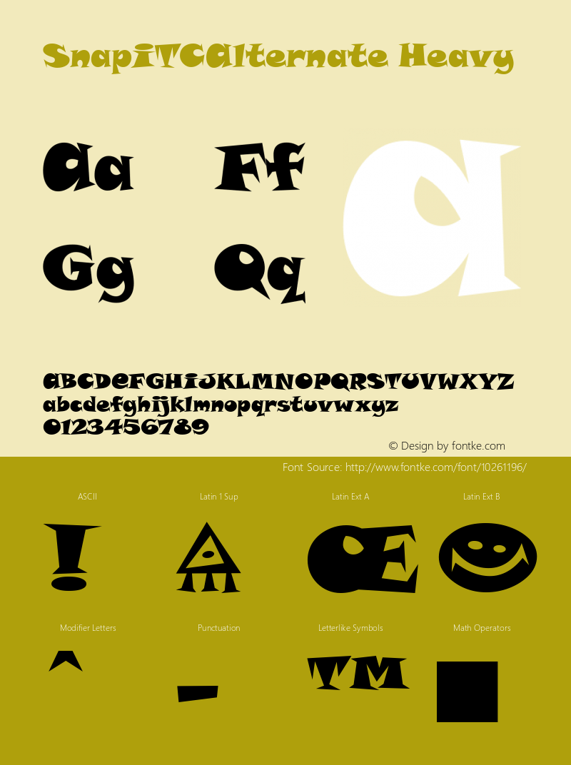 SnapITCAlternate Heavy Version 1.00 Font Sample