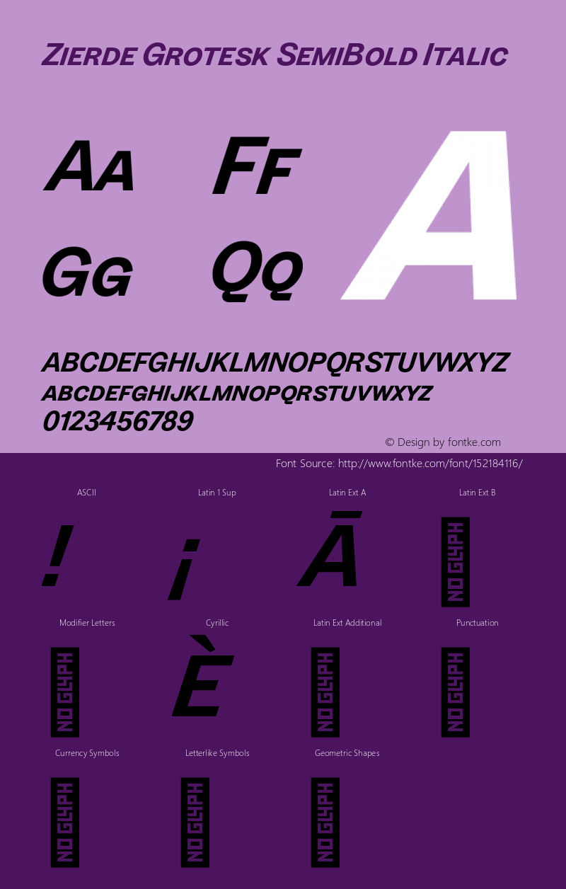 ZierdeGrotesk-SemiBoldItalic Version 1.000 | wf-rip DC20180630 Font Sample