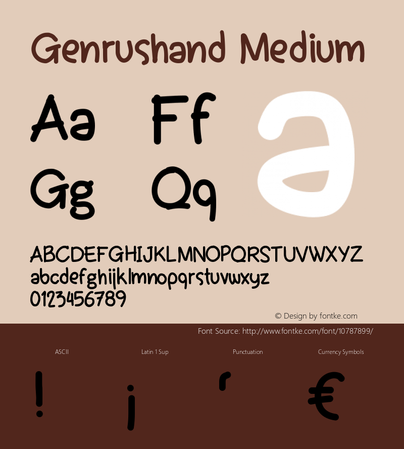 Genrushand Medium Version 001.000 Font Sample