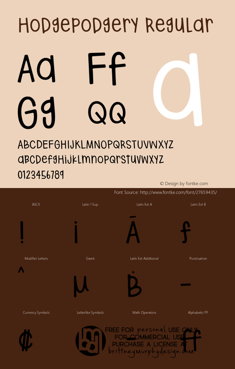 hodgepodgery Version 1.000 Font Sample