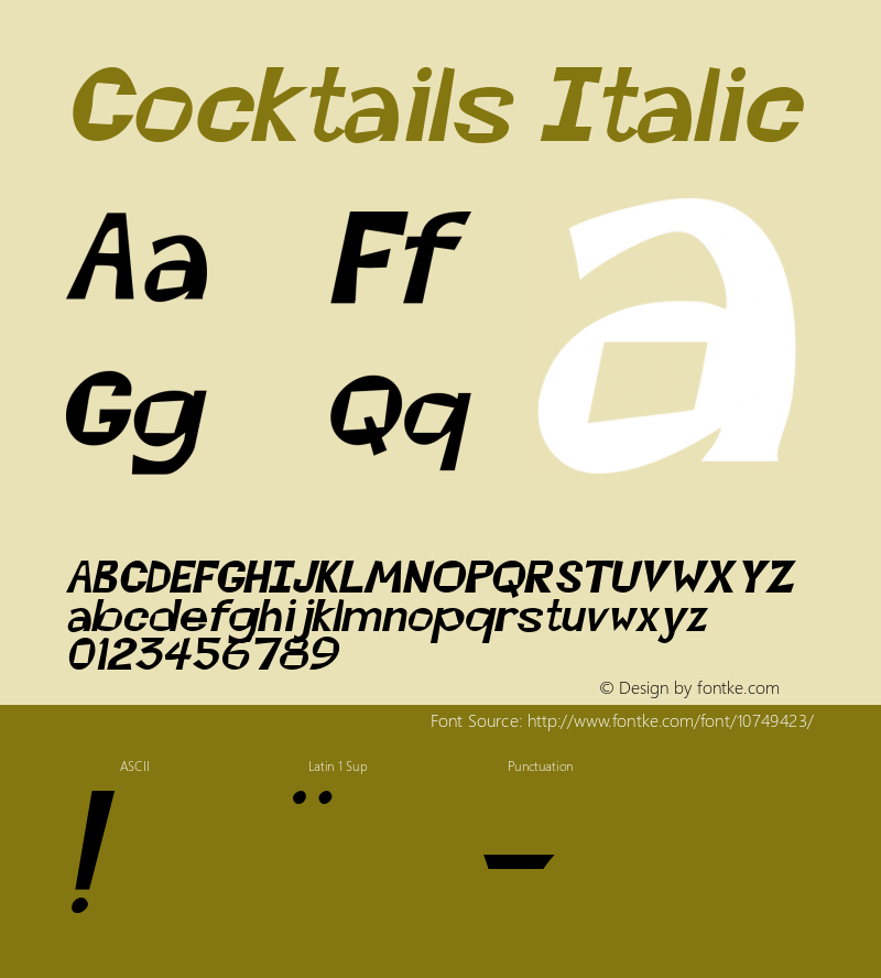 Cocktails Italic Rev. 003.000 Font Sample