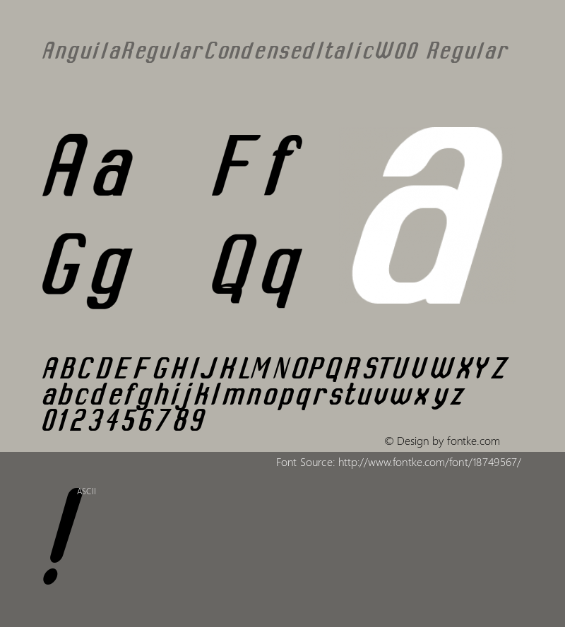 AnguilaRegularCondensedItalicW00 Regular Version 1.12 Font Sample