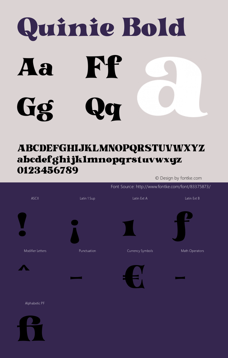 Quinie Bold Version 1.000 Font Sample