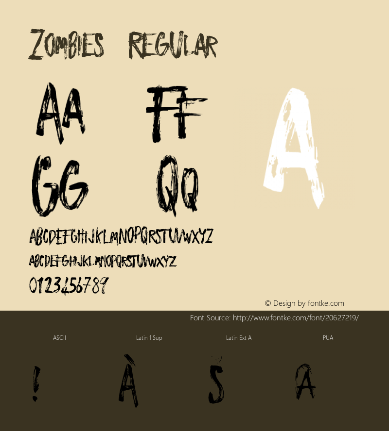 Zombies Version 001.001 Font Sample