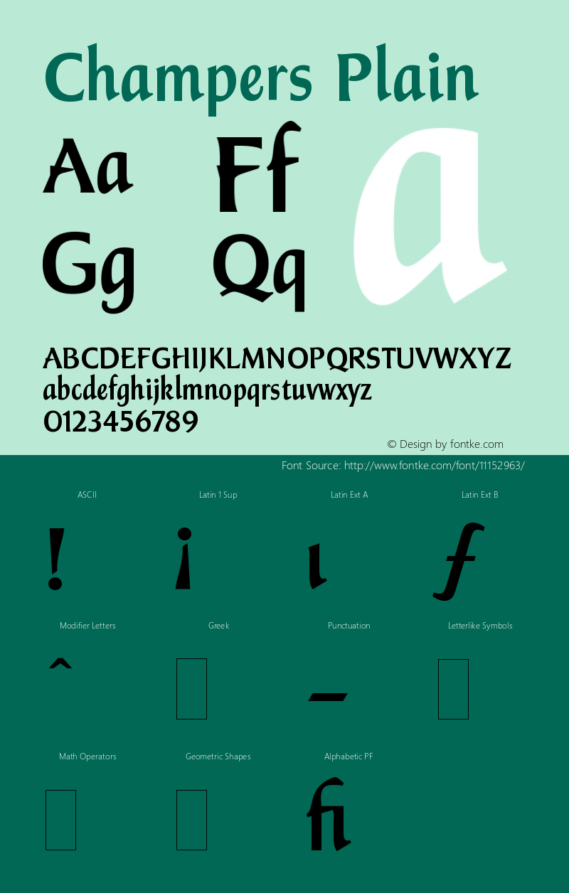 Champers Plain Version 1.0 Font Sample