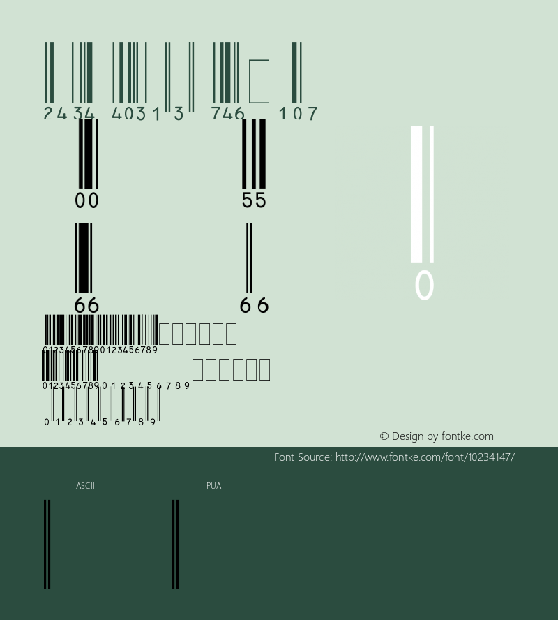 Code EAN13 Regular 1,20 March 3, 2004 Font Sample