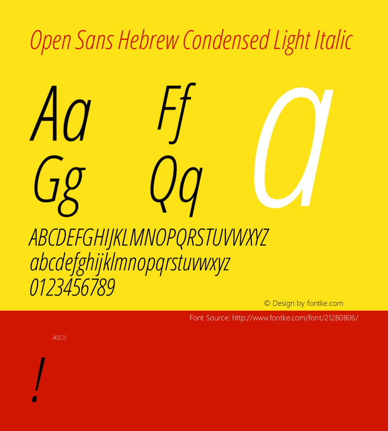 OpenSansHebrewCondensedLight Version 1.0 Font Sample