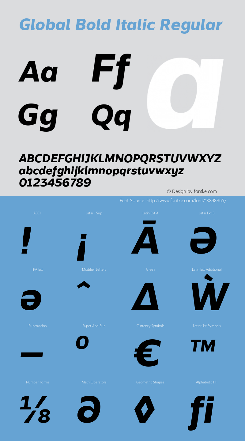 Global Bold Italic Regular Version 1.002;PS 001.002;hotconv 1.0.56;makeotf.lib2.0.21325 Font Sample