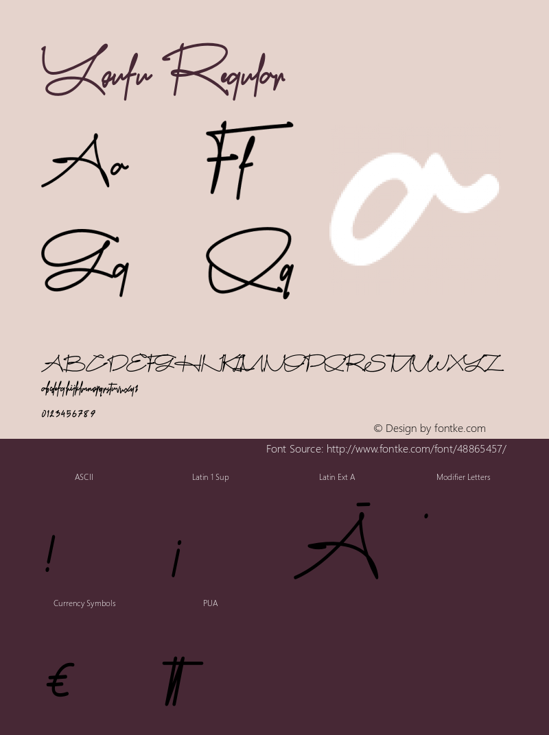 Youfu Version 001.000 Font Sample