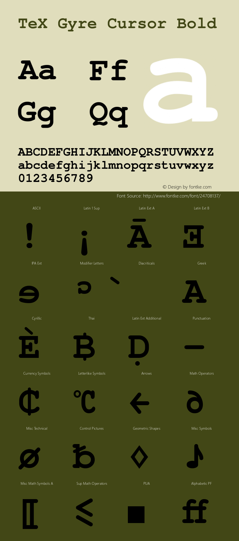 TeXGyreCursor Bold Version 1.103;PS 1.103;hotconv 1.0.49;makeotf.lib2.0.14853 Font Sample