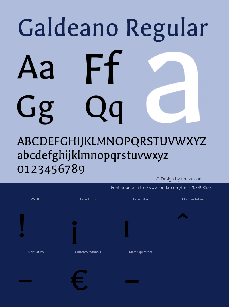 Galdeano Regular Version 1.001 Font Sample