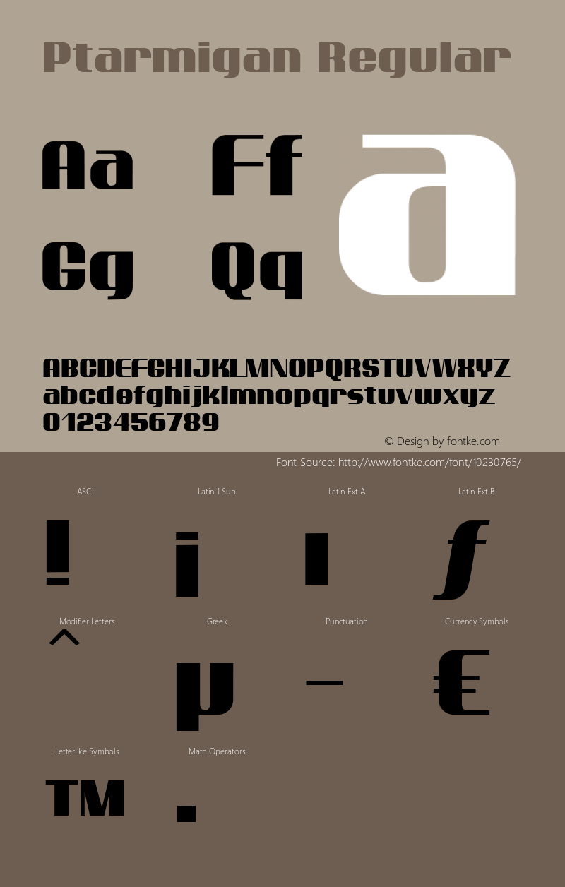 Ptarmigan Regular v1.0 - 13 May 2001 Font Sample