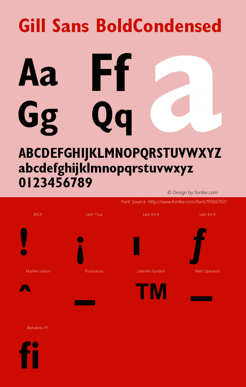 Gill Sans Bold Condensed Version 001.001 Font Sample