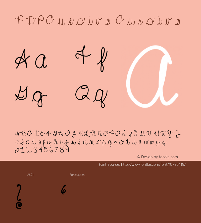 PDPCursive Cursive Version 001.000 Font Sample