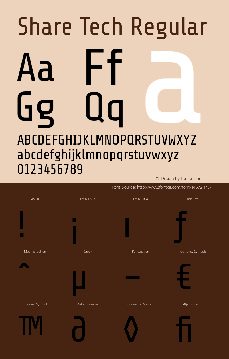 Share Tech Regular Version 1.002 Font Sample