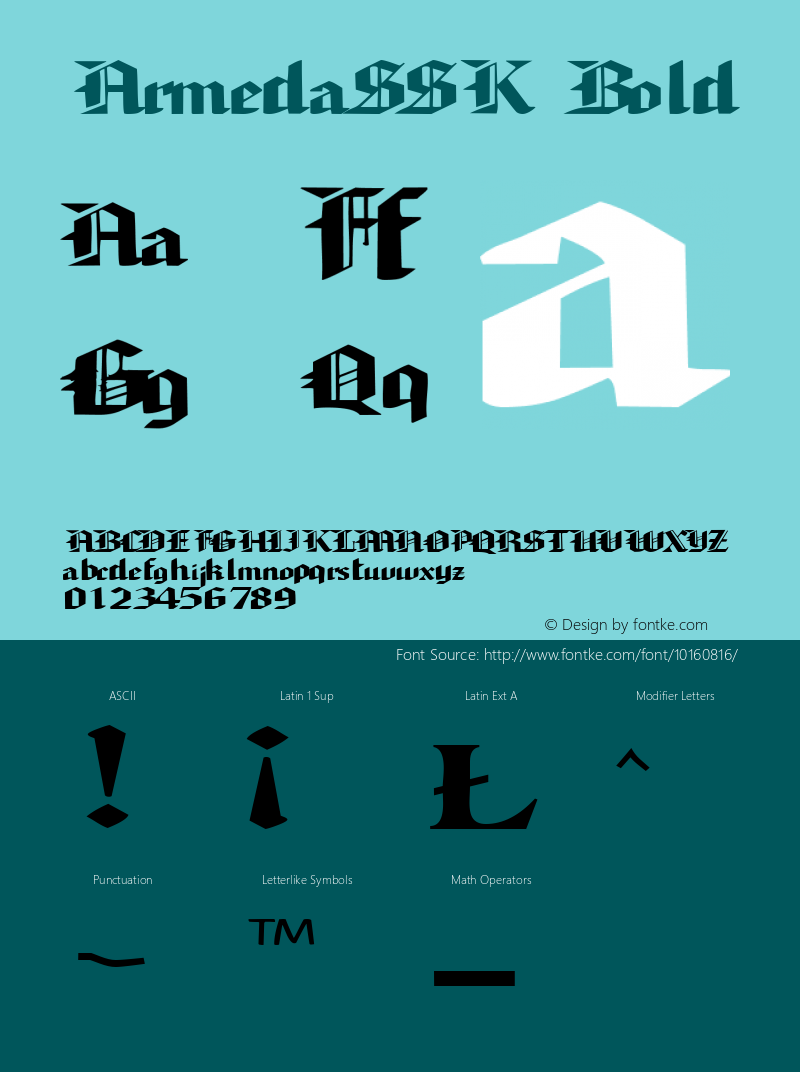 ArmedaSSK Bold Macromedia Fontographer 4.1 8/10/95 Font Sample