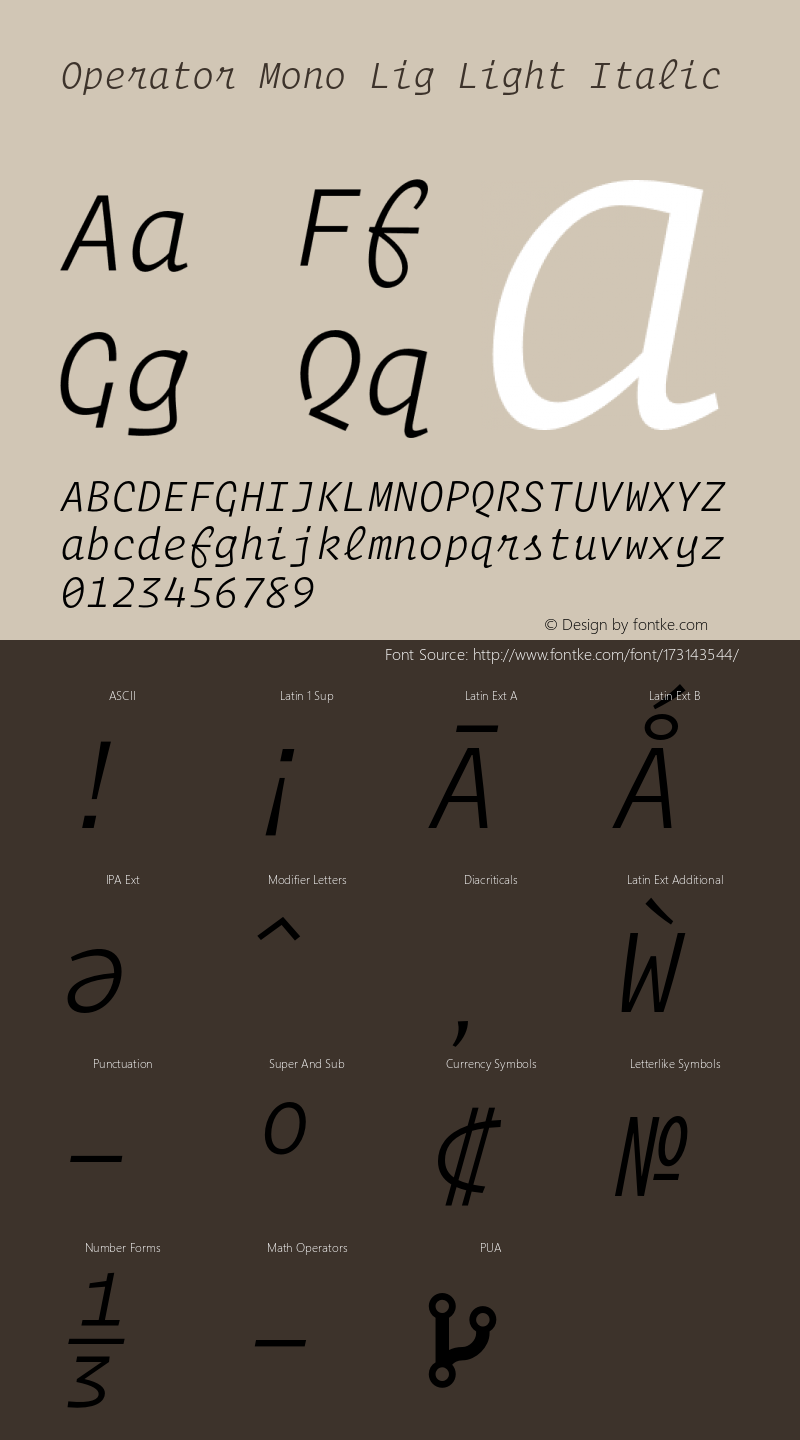 Operator Mono Lig Light Italic Version 1.200图片样张