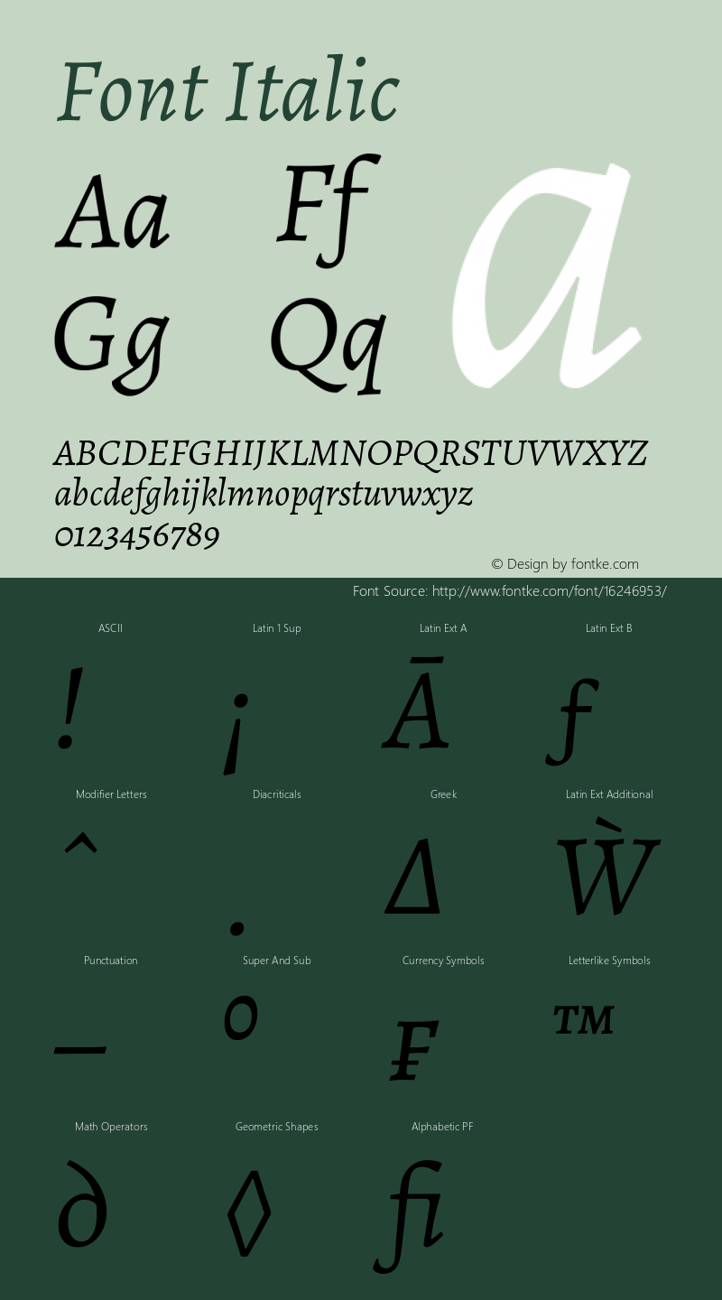 Font Italic Version 1.003 Font Sample