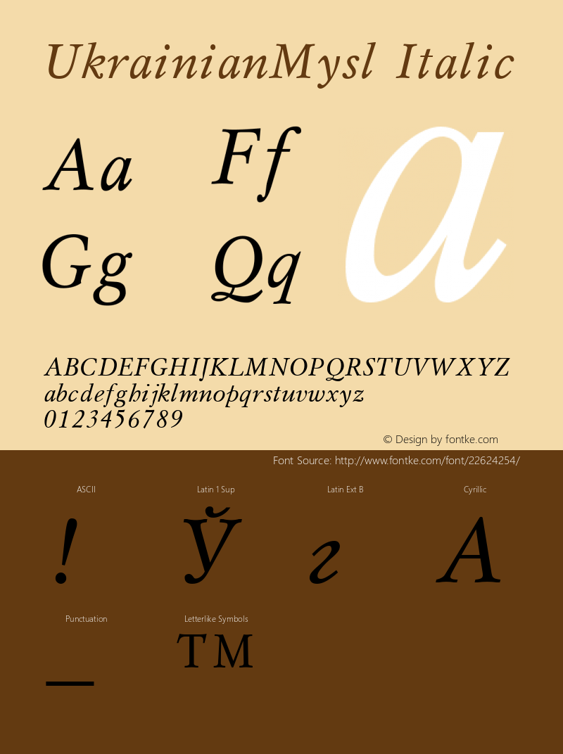 UkrainianMysl Italic 001.000 Font Sample