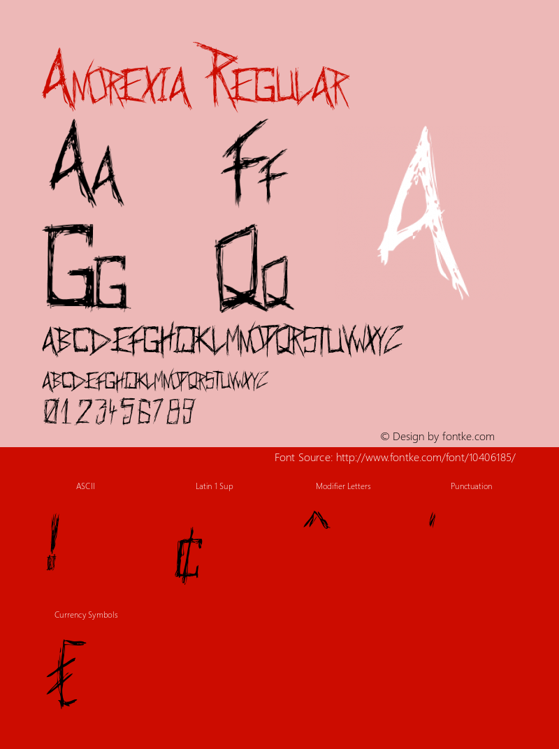 Anorexia Regular Version 1.003 Font Sample