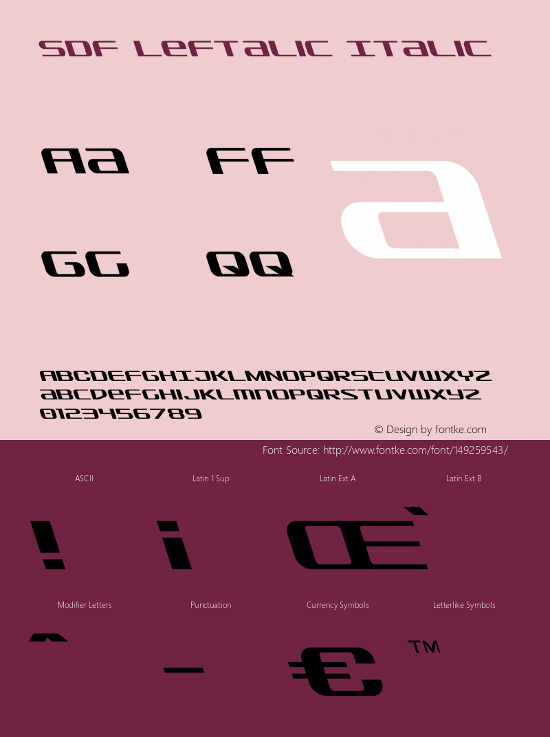 SDF Leftalic Version 2.0; 2015 Font Sample