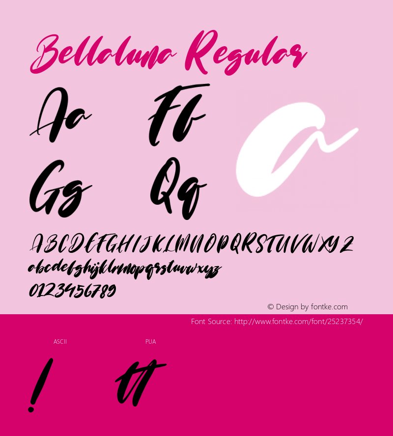 Bellaluna Version 1.000 Font Sample