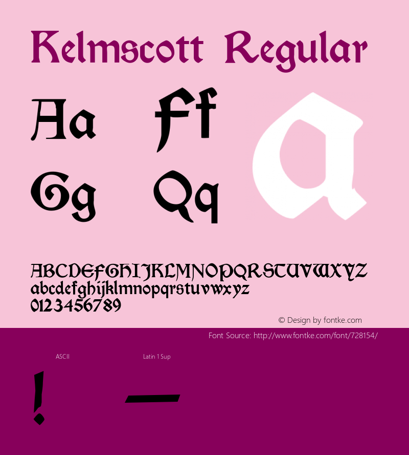 Kelmscott Regular Altsys Fontographer 3.5  12/3/92 Font Sample