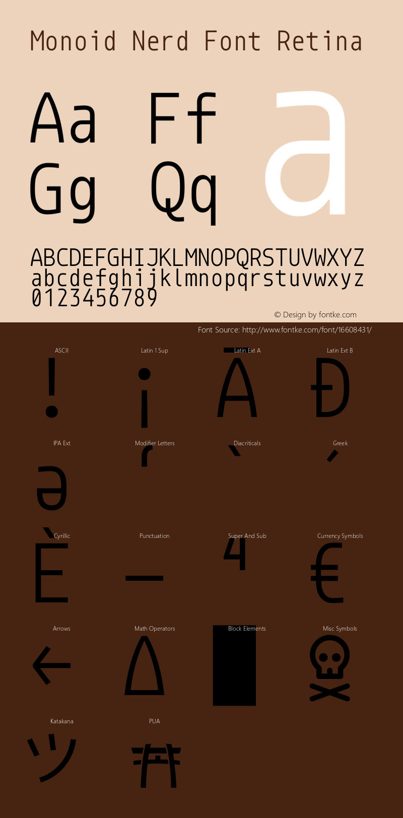 Monoid Nerd Font Retina Version 0.62;Nerd Fonts 0.8. Font Sample