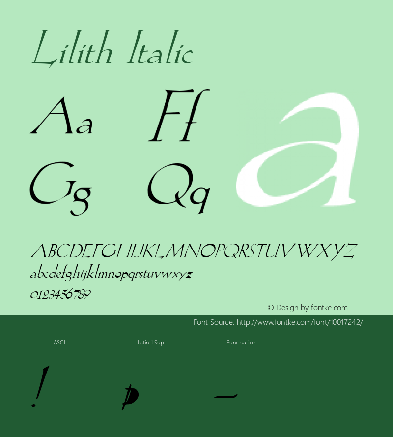 Lilith Italic Altsys Metamorphosis:4/10/92 Font Sample