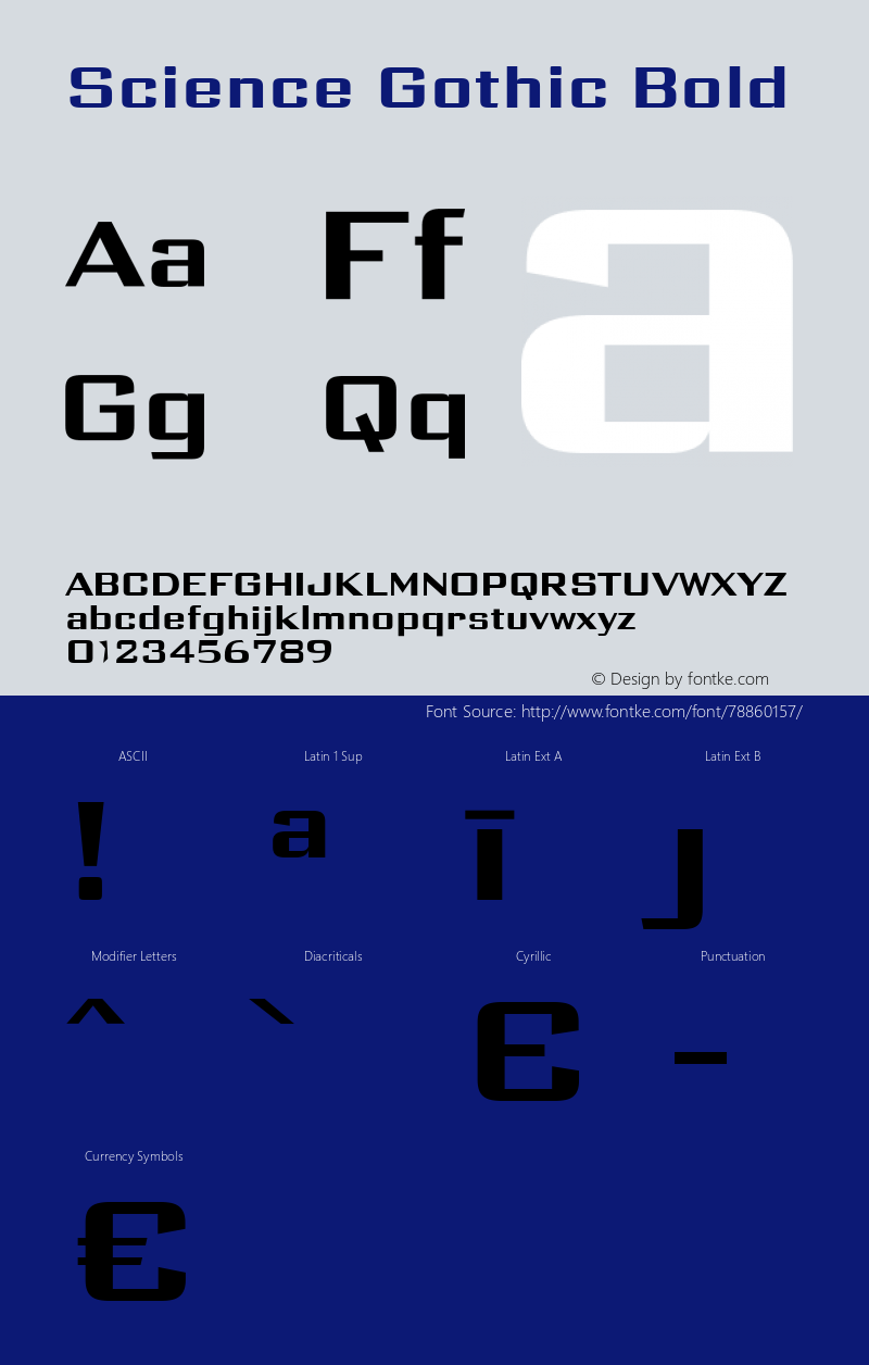 Science Gothic Bold SmCntr Version 1.007 Font Sample