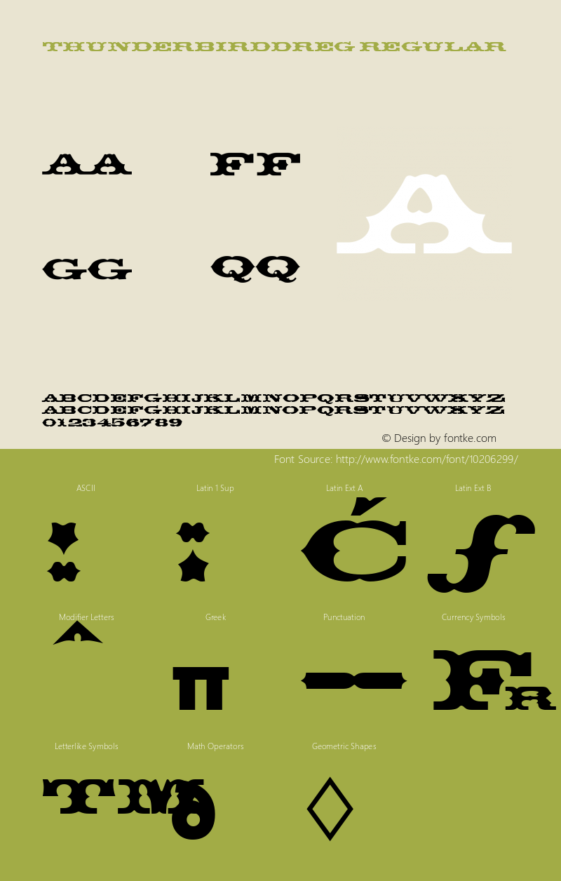 ThunderbirdDReg Regular Version 001.005 Font Sample