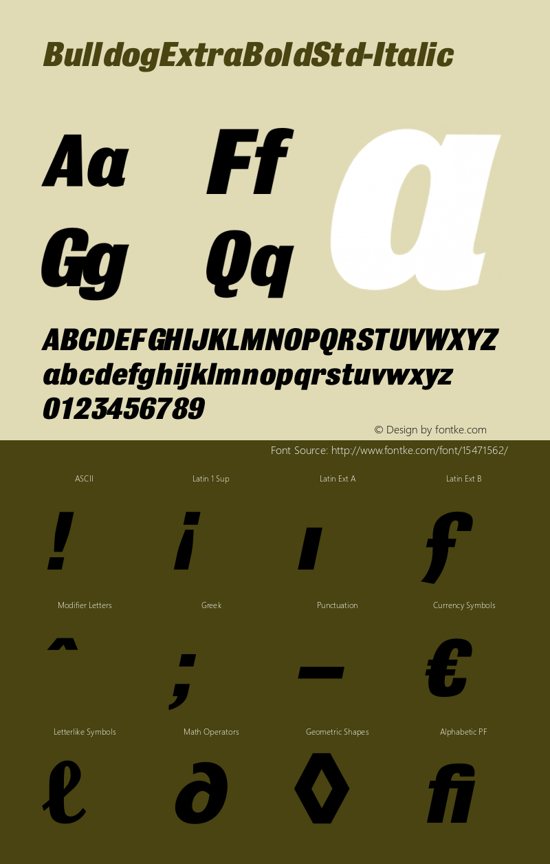 BulldogExtraBoldStd-Italic ☞ Version 001.005;com.myfonts.easy.clubtype.bulldog-std.extra-bold-italic.wfkit2.version.3cpf Font Sample