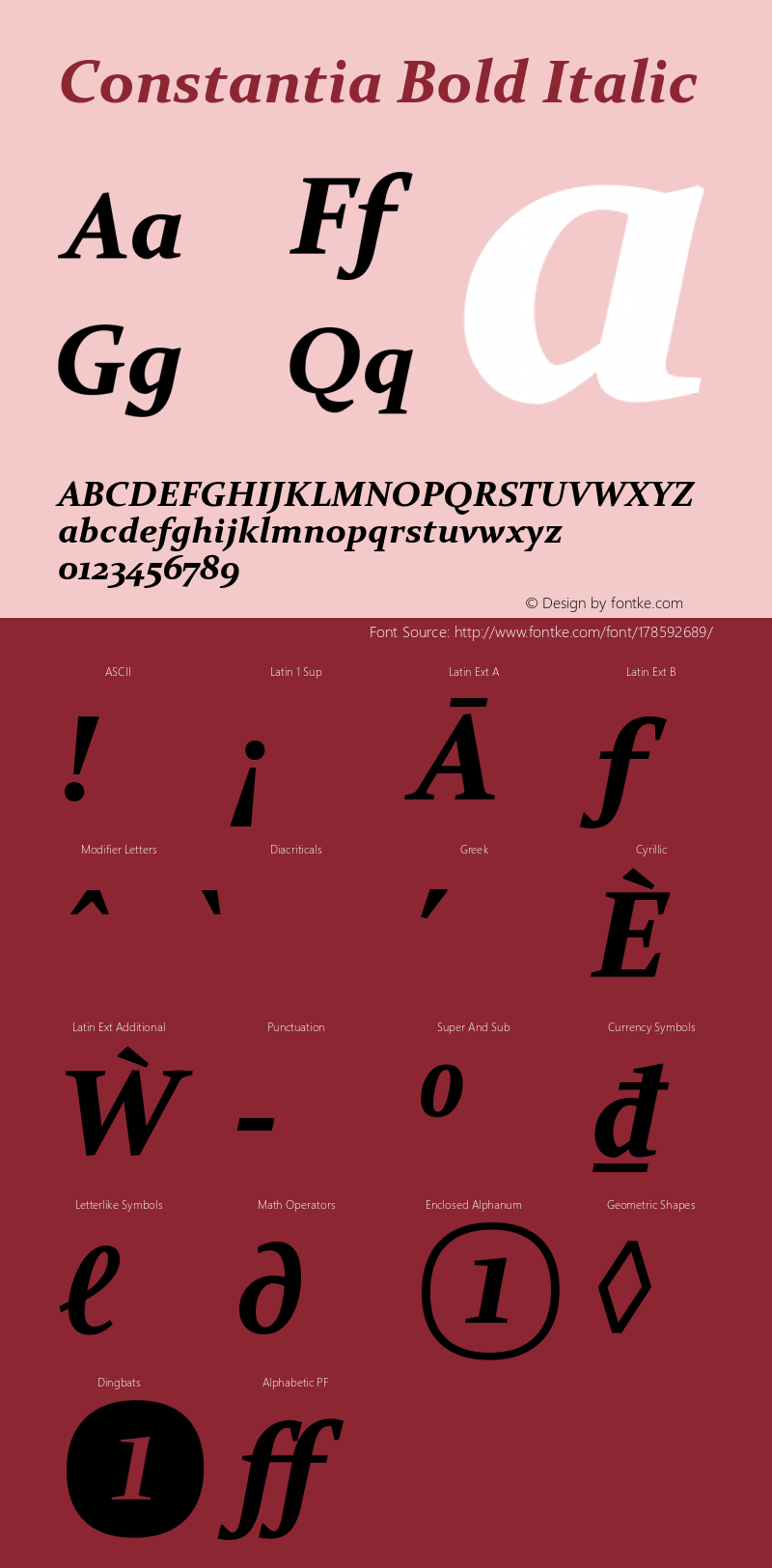 Constantia Bold Italic Version 5.93图片样张