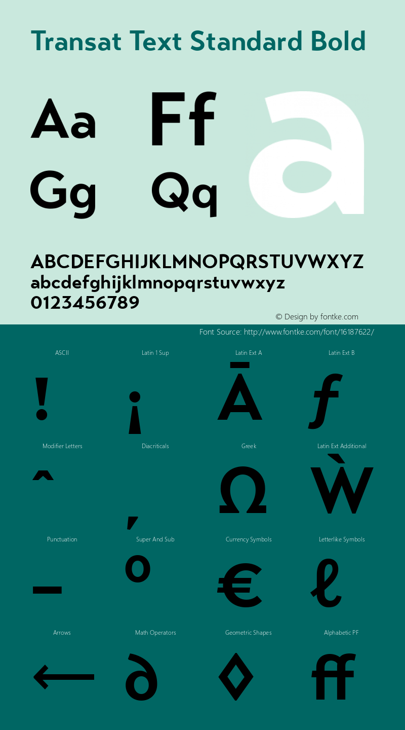 Transat Text Standard Bold Version 1.000 Font Sample