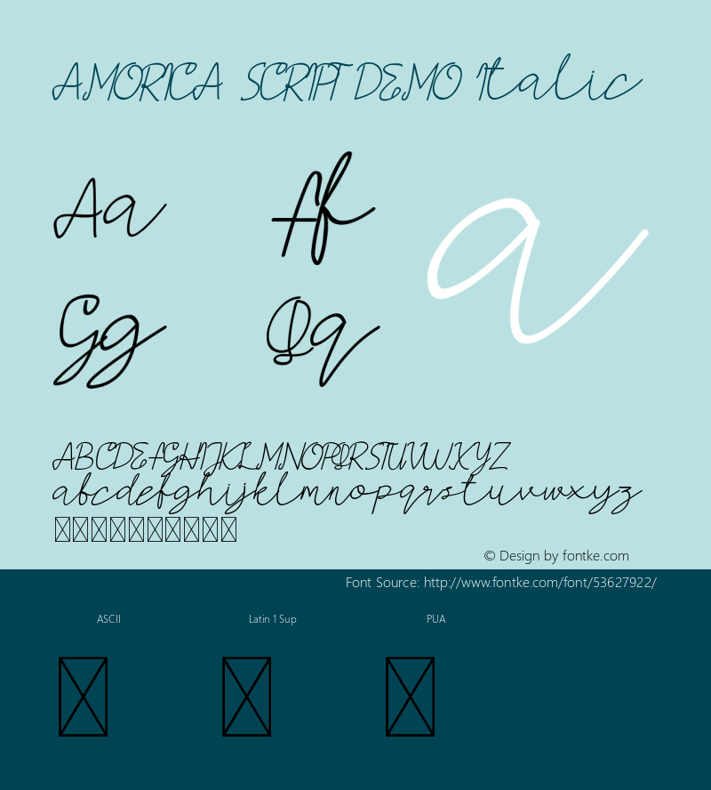 AMORICA SCRIPT DEMO Italic Version 1.002;Fontself Maker 3.1.2 Font Sample