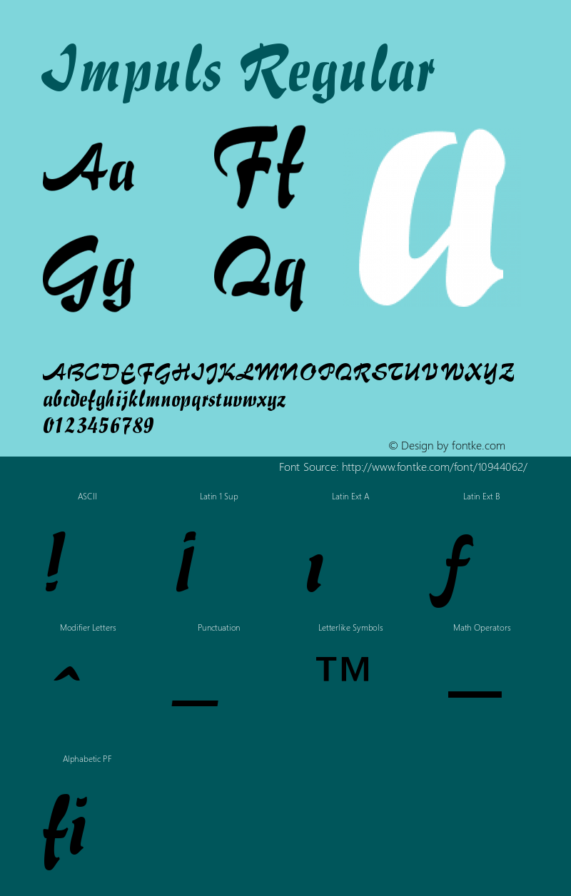 Impuls Regular Version 003.001 Font Sample