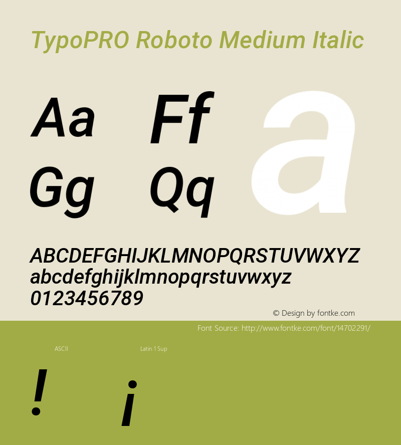 TypoPRO Roboto Medium Italic Version 2.000980; 2014 Font Sample