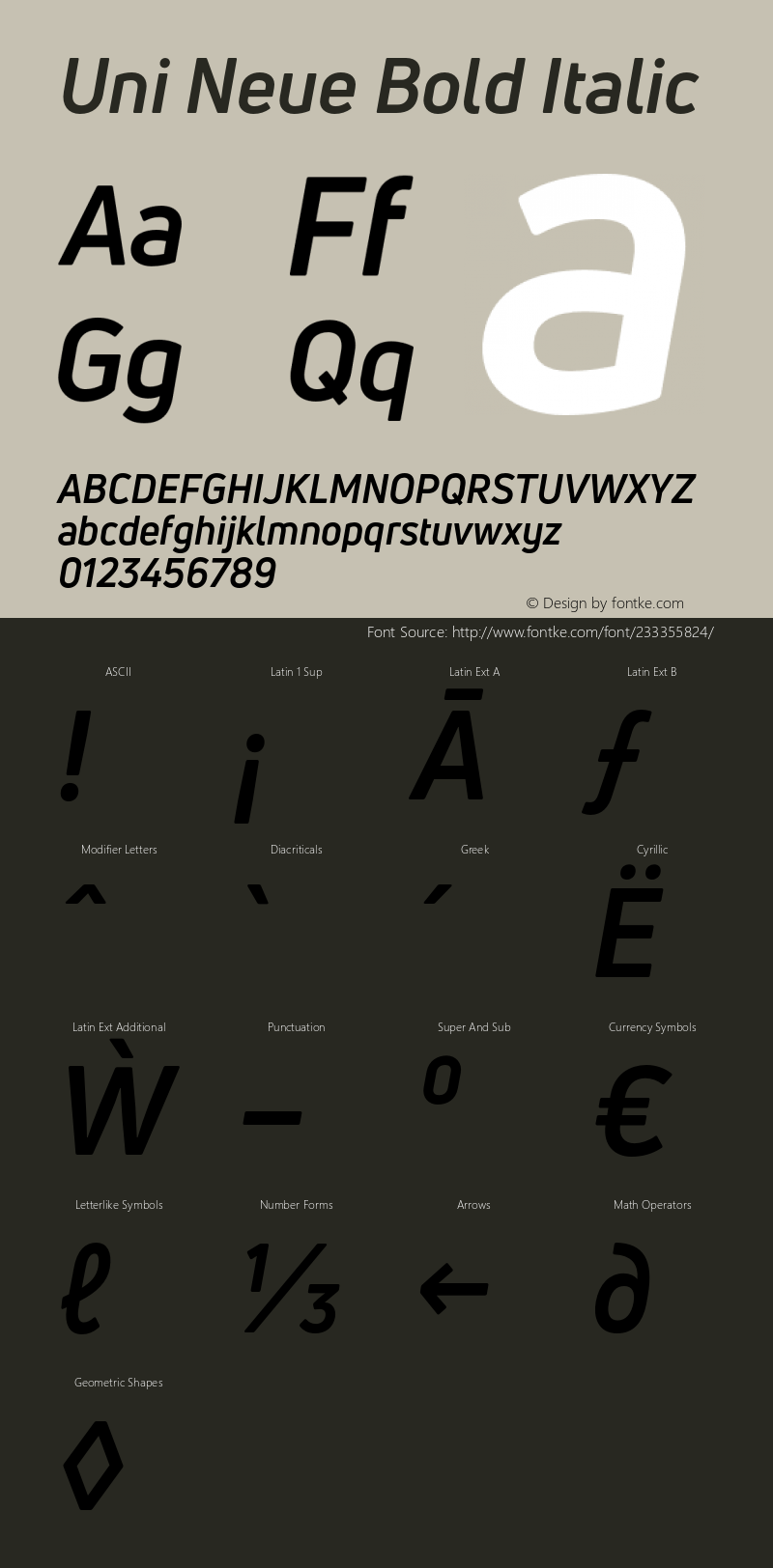 UniNeueBold-Italic Version 1.0图片样张