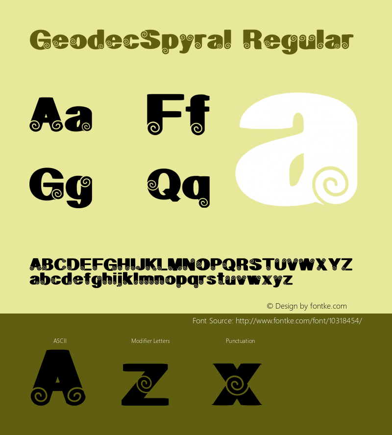 GeodecSpyral Regular Version 1.000;PS 001.000;hotconv 1.0.38 Font Sample
