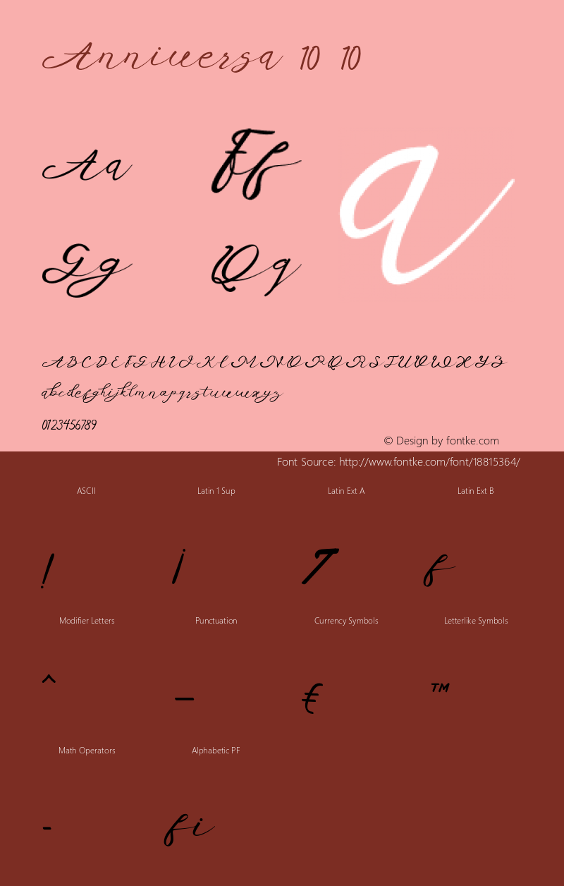 Anniversa 10 10 Version 1.000 Font Sample