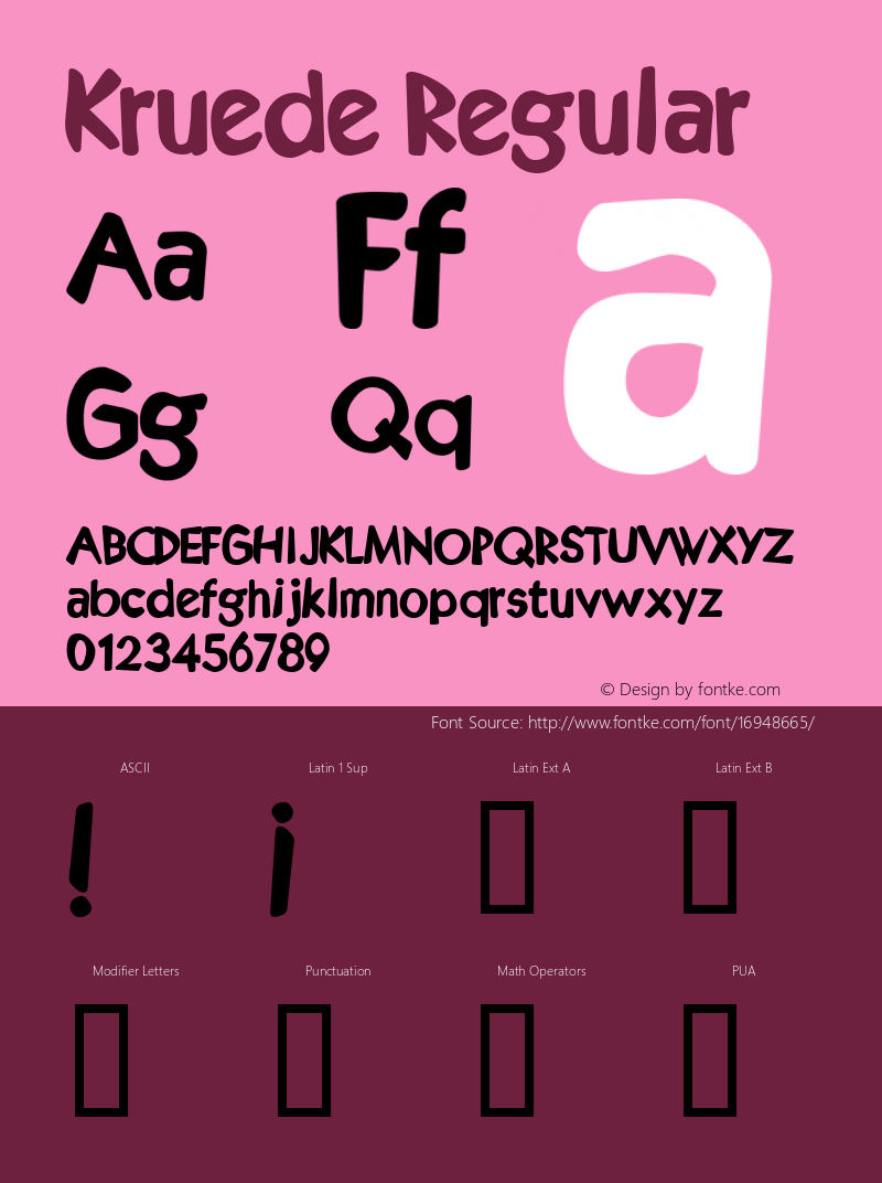 Kruede Regular Version 4.10 Font Sample