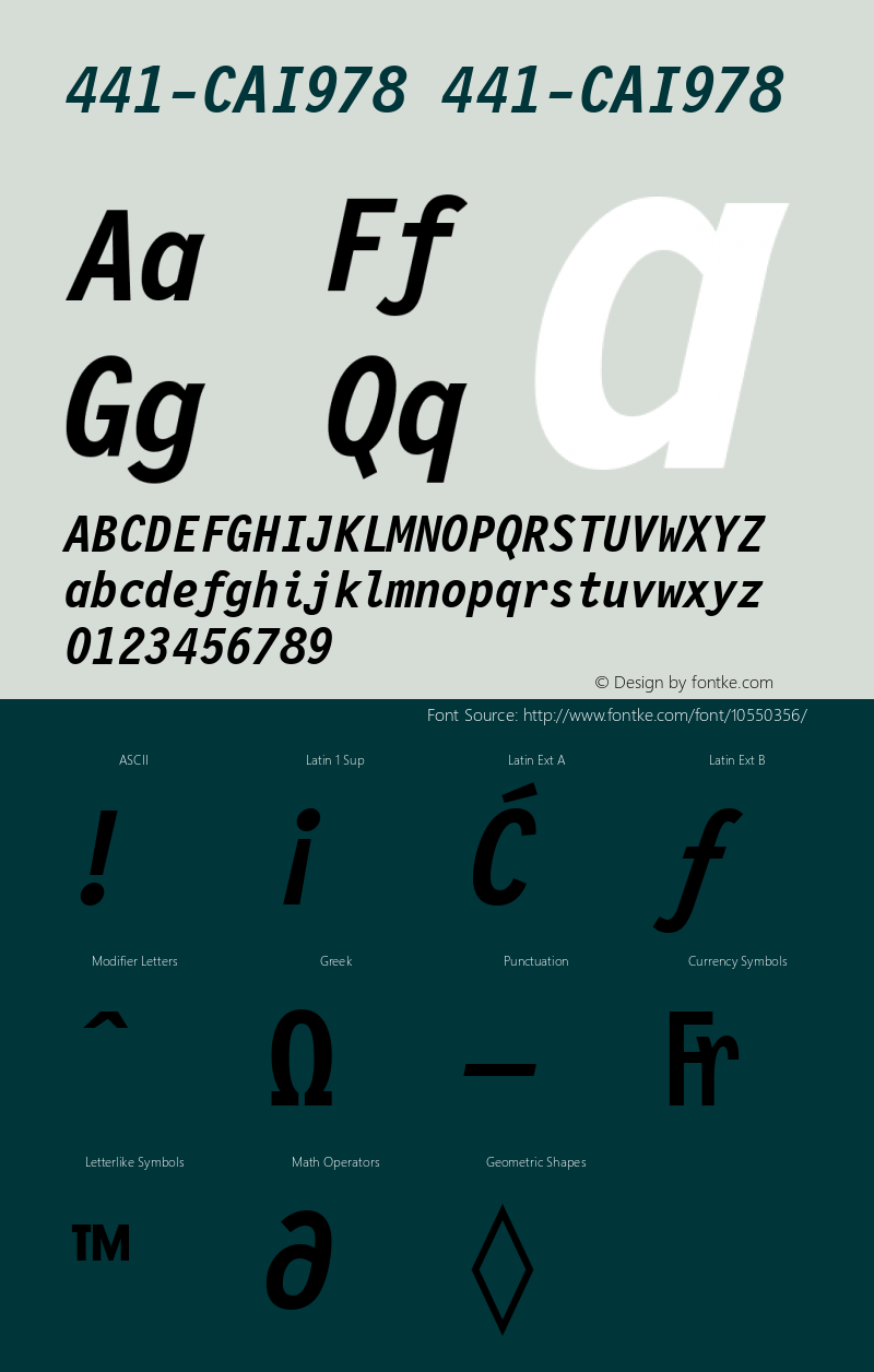 441-CAI978 441-CAI978 Version 3.0 Font Sample