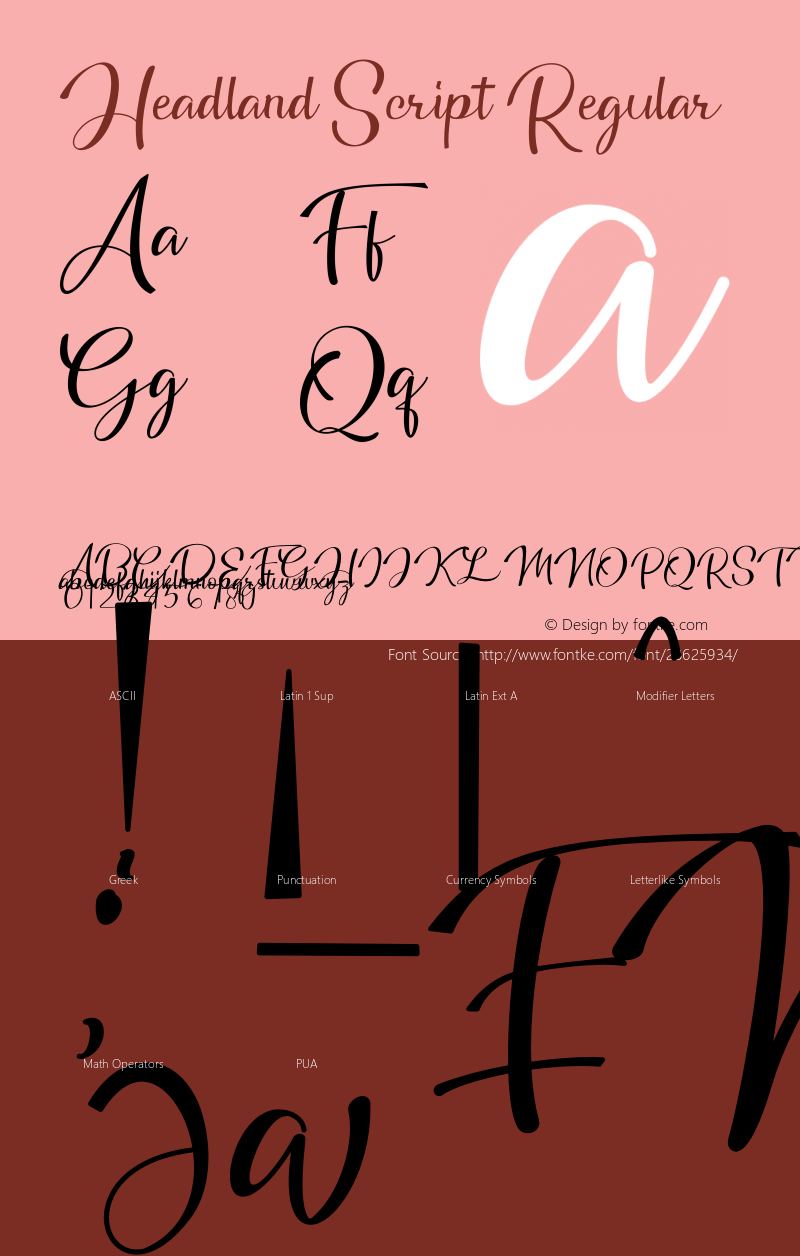 Headland Script Version 1.00;February 23, 2019;FontCreator 11.5.0.2427 64-bit Font Sample