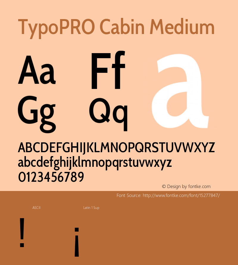 TypoPRO Cabin Medium Version 1.006 Font Sample